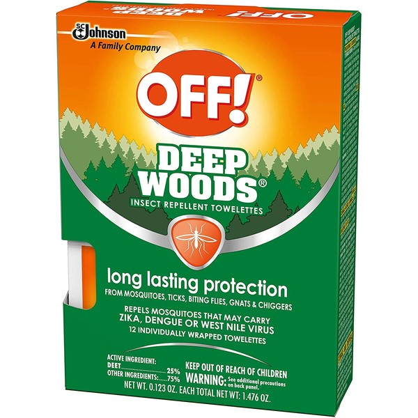 OFF! Deep Woods Insect Repellent Towelettes, 12 Count (Pack of 6)