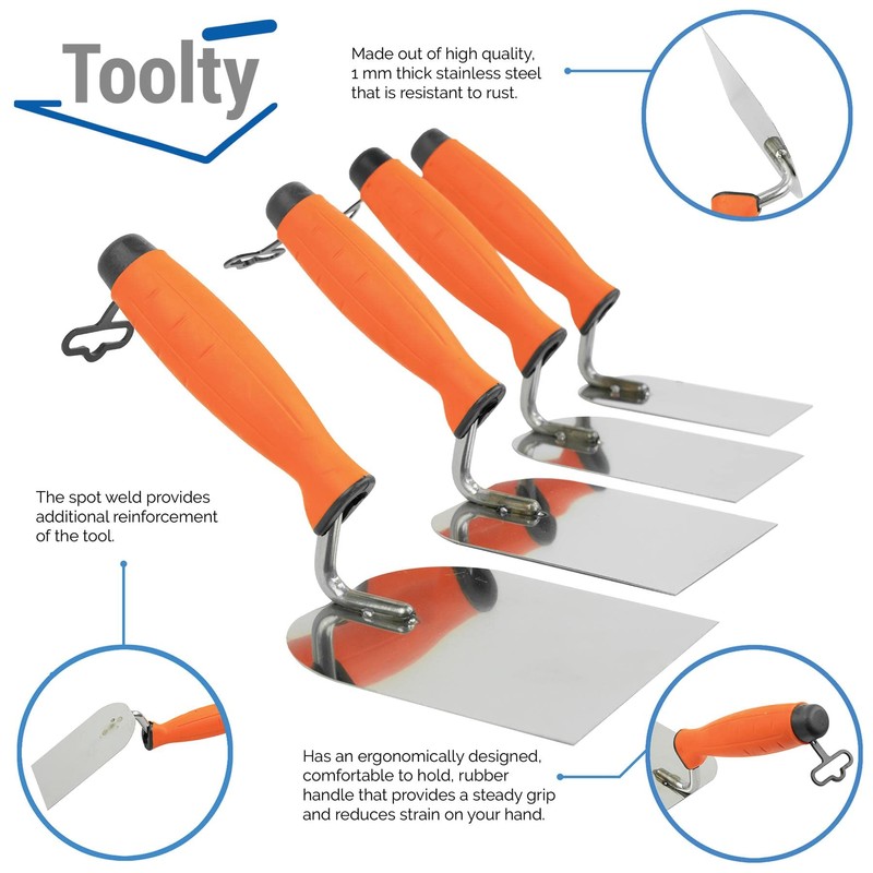 Toolty Stainless Steel Stucco Trowel, Wall Putty Trowel, Plastering Trowel,