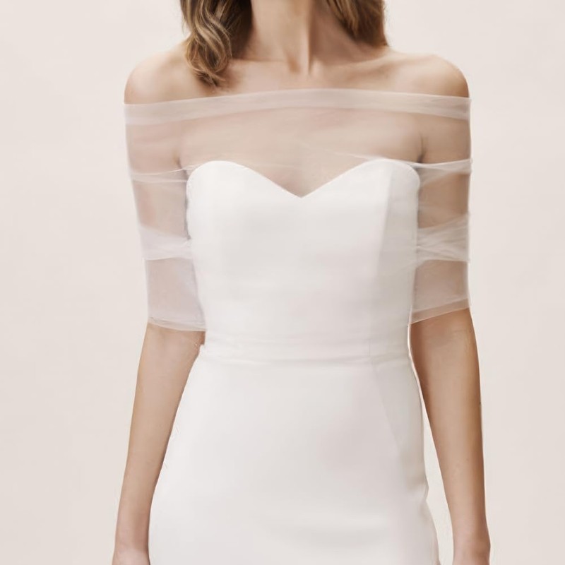 MAYJOYDIY White Tulle Scarves, Real White