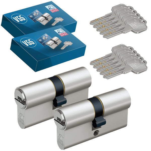 BASI Set of 2 V55 profile double cylinders, 30/40 mm,