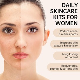 Collagen skin care set 4-piece travel kit for women using anti-aging skincare cleanser serum cream eye cream to reduce wrinkles, shrink pores, smooth fine lines and hydrate.Size / 콜라겐 스킨 케어 세트 주름 감소 모공 축소 부드러운 잔주름 수분 공급을 위한 안티에이징 스킨케어 클렌저 세럼 크림 아이 크림을 사용하는 여성용 여행용 키트 4종. Size