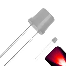 Lighthouse LEDs 5mm Flat Top with Frosted Diffused Lens LED - Red LED - Ultra Bright (Pack of 5)