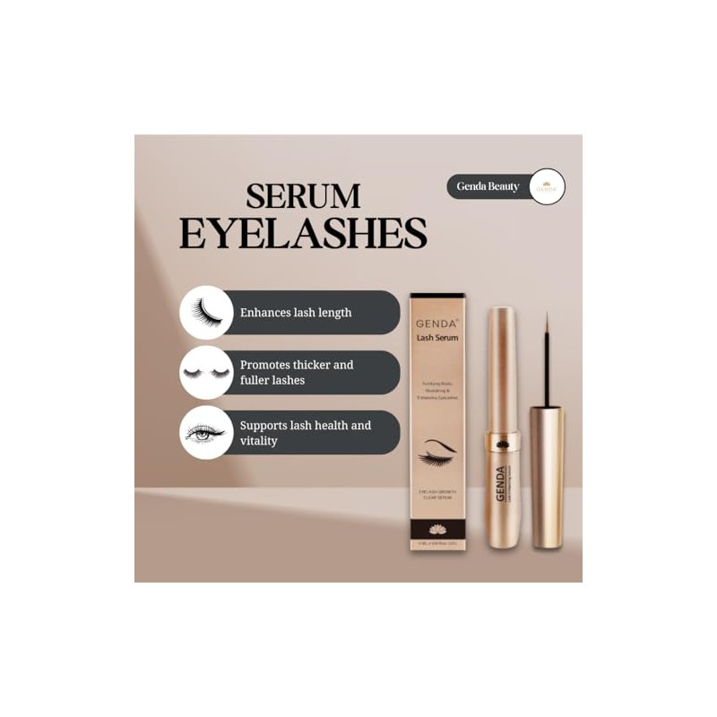 Sérum de Pestañas GENDA Eyelash Growth Serum, Thicker Fuller Lashes,