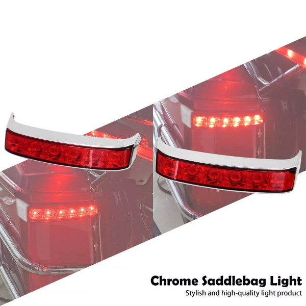 HDBUBALUS Saddlebag Chrome Turn Signal LED Light w/ Red Lens