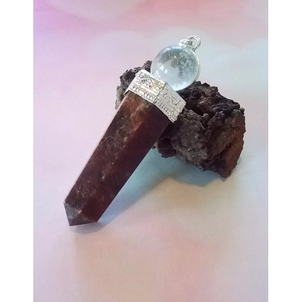 180 CARAT GARNET PENDANT, Faceted RUBY GARNET PENDANT With CRYSTAL