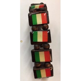 Unbranded 12 Italian Wood Bracelet Italia Flag Brown Stretch Bracelet
