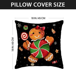 Gingerbread Christmas Pillow Covers Candy Cane Gingerbread Man Christmas Throw Pillow Cases New Year Winter Xmas Decor Christmas Decorations for Home Party