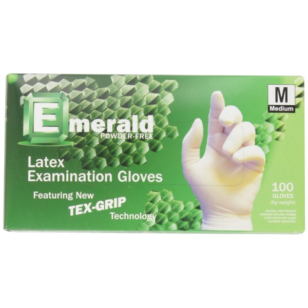 Emerald Powder-Free Latex Medical Grade Gloves Box Medium