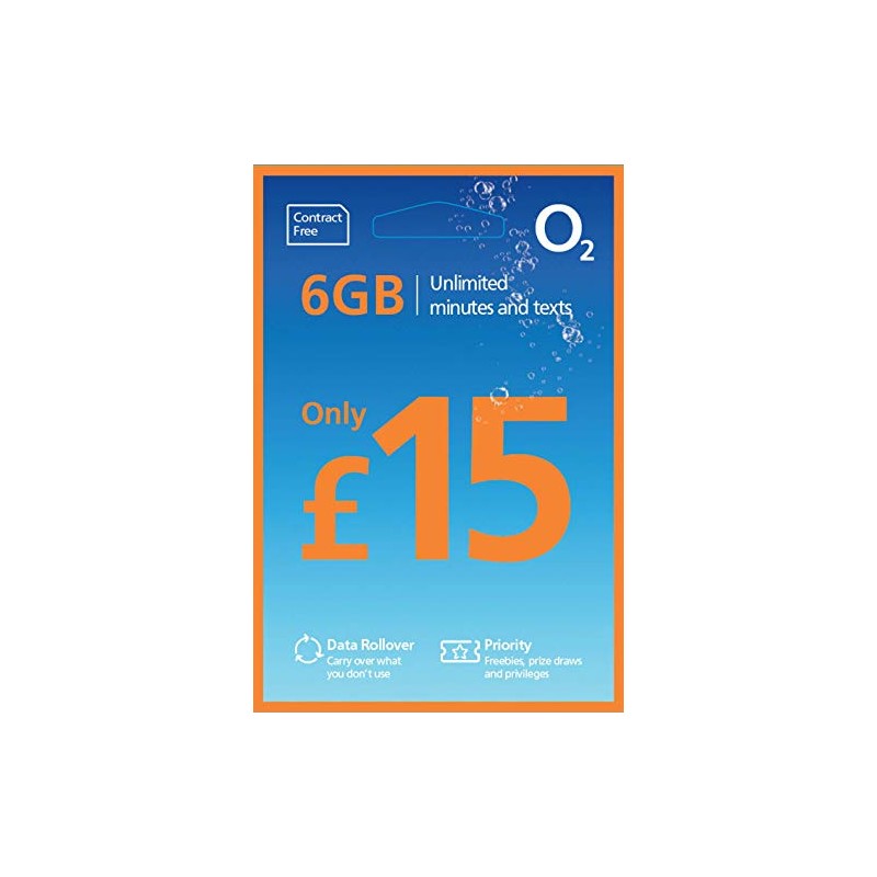 O2 Pay As You go sim card, BIG BUNDLE 15