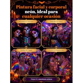 Pintura Cara 8 Colores,Pintura De Cara De Neón Brillante UV