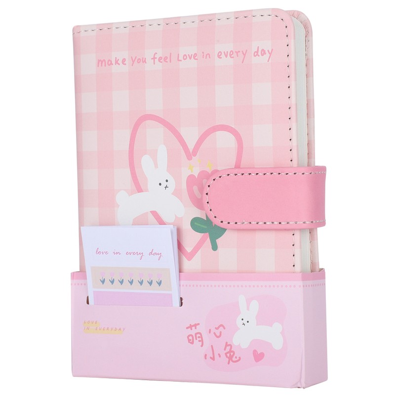 2Sets A6 Magnetic Buckle Notebook Binder Cute Bunny Pattern Daily