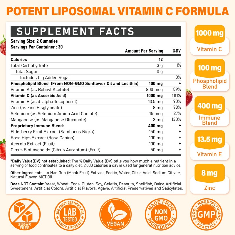 Tcemundry Liposomal Vitamin C Gummies 1000mg for Adults: Vitamin C