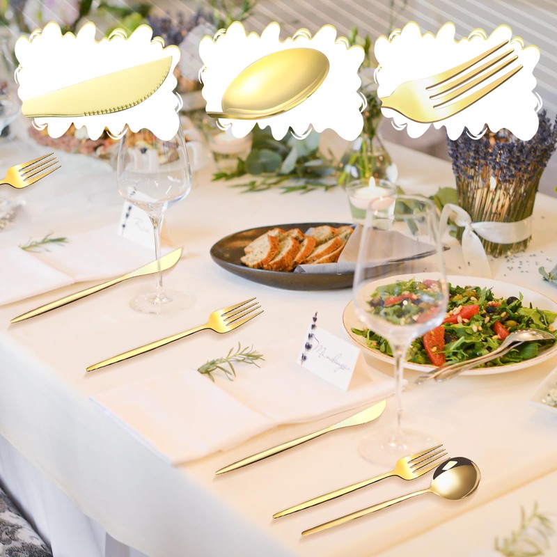 180 Pcs Gold Silverware Bulk for 60 Stainless Steel Flatware