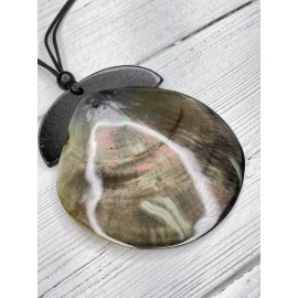 Alisha D Natural Round Mother of Pearl Pendant Cord necklace Women Jewelry