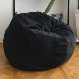 YuppieLife Large Foam Filled Bean Bag Chairs for Kids Teenagers Adults Living Room Gaming Relaxing 4F Machine Washable Lazy Sofa（Black