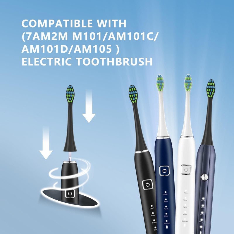 Replacement Toothbrush Heads with Covers for 7am2m AM101/AM105 Electric Toothbrush,10