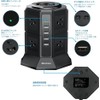 Micshion Tower Vertical Outlet 2 Bipolar Switches AC 8 USB