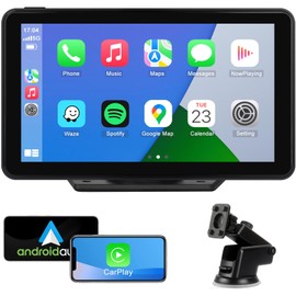 Compatible Wireless Apple CarPlay Car Screen, 7 Inch HD Protable Car Stereo Android Auto Live Naivgation Music Video Player Bluetooth Mirror Link, Siri, AirPlay, AUX, Voice Assistant