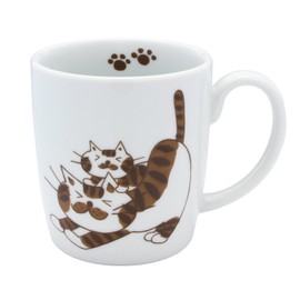 有田焼 ねこの マグカップ 背伸びねこ (茶) Y042-4