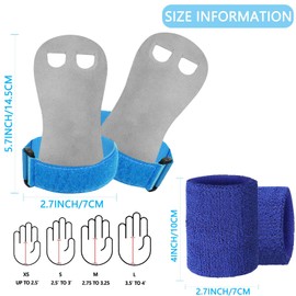 Gymnastics Hand Grips Wristbands Sets Gloves for Girls Kids Youth, Bar Grips Palm Protection and Wrist Support Sports Accessories for Weightlifting Tennis, Workout and Exercise Gift (Blue, M)