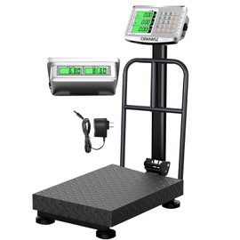 CXWAWSZ 660LBS Industrial Platform Scale Weight Computing Digital Scale Floor Platform Scale with Removable Guardrail Perfect for Postal Luggage Shipping Mailing Weighing LB/KG
