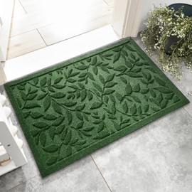 VivaNest VivaNest Green Leaves Outdoor Indoor Entrance Door mat, Absorbent Durable Heavy Duty Welcome Front Door Mat,Thick Natural Rubber Back,Easy Clean Entryway Mat 17x30 Inch, Low Profile
