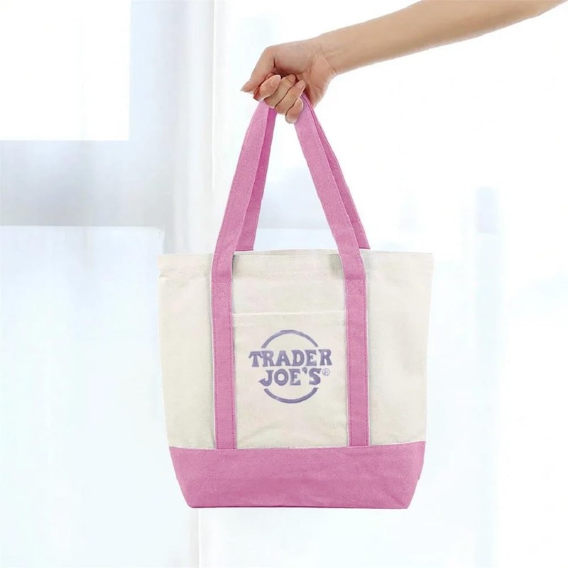 Trader joes Mini Pastel Canvas Tote Bags (1, Pink)