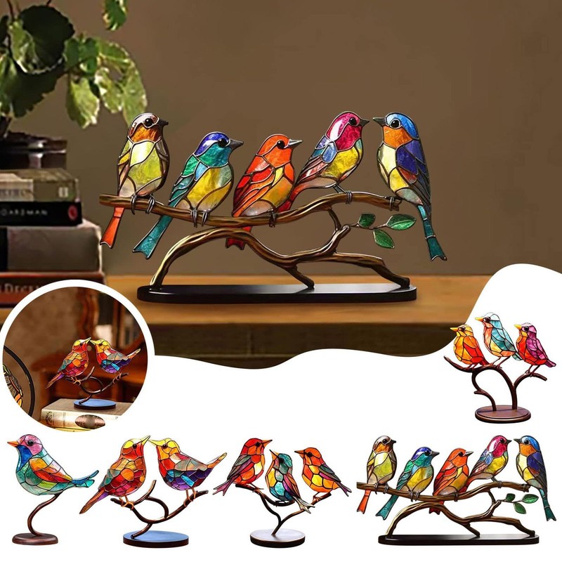 Birds On Branch Craft, Flat Bird Craft Statue for Home