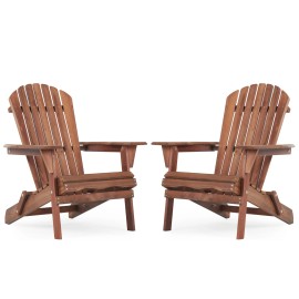 Drop Shipping Outdoor Patio Lounger Armchair  Half-Assembled Set of 2 Cedar Wood Adirondack Folding Chaircolor: Brown, size: 715X800X910mm