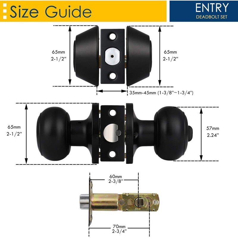 Brotima 4 Pack Keyed Alike Entry Door Knobs and Double