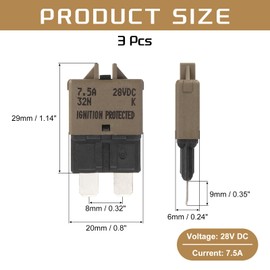 DMiotech 3 Pack 28V DC 7.5A Brown ATC/ATO Manual Mini Resettable Fuse for Automotive Circuit Breaker Reset Fuses Low Profile Blade Fuses for Car Truck SUV Marine Boat Motorcycle