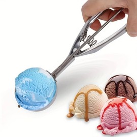CHEFZOCO Ice Cream Spoon, Ice Cream Scoop, Ice Cream Scoop with Trigger Kitchen Accessories, Dishwasher Safe, 4 cm Ball Diameter, Stainless Steel