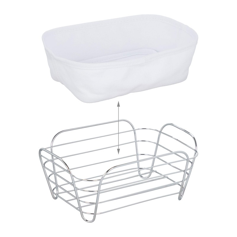 Relaxdays Bread Basket Metal with Fabric Insert, Square, Breakfast Basket