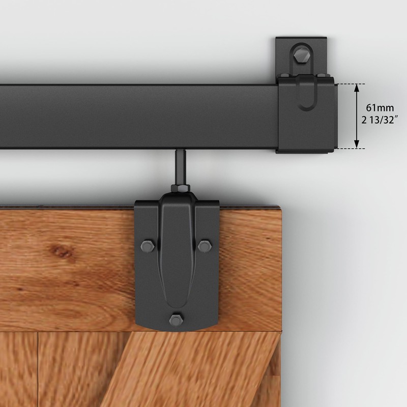 WEWORTH 6FT Black Box Rail Exterior Sliding Barn Door Hardware