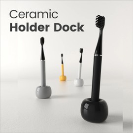 MMIPOW i4 Sonic Electric Toothbrush Ultra Slim Thin Rechargeable Ultrasonic Smart Tooth Brush Free Petite Travel Case & Ceramic Holder Dock for Travel & Home, IPX7 Waterproof, 2-(Yellow)