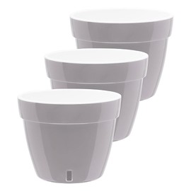Gardenera 9.2" ASTI Self Watering Planter (Set of 3) in Grey/White - Modern Flower Pot with Water Level Indicator for All House Plants, Flowers, Herbs, Succulents and Hanging Plants