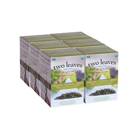 Two Leaves and a Bud Organic Tropical Green Tea Bags, Whole Leaf Green Tea in Sachets, 15 Count (Pack of 6)