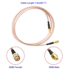 Aoje-Link RF Coaxial Cable SMB Female to SMB Male RG316 Coax Cable Jumper for DIY Radio, 3G/4G/5G/LTE/Antenna, Audio and Video Signal Transmission, 300mm 1Pcs-1.5M