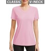 SMENG Pink Shirts for Women Basic Vneck Short Sleeve Sun