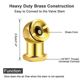 MACHSWON 2 Pcs Ball Foot Air Chuck 1/4" FNPT Closed Flow Tire Chuck Made of Brass Tire Air Nozzle for Tire Inflator Meter and Air Compressor