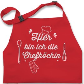 Shirtracer - Children's Apron for Boys and Girls - Cooking Apron - Hier bin ich die Chefköchin, 6 Red