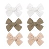 6 Pcs Linen Fabric Hair Bows, Girls Headdress Print Flower