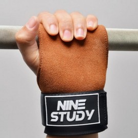 Leather Lifting Fitness Pull-up Grips Fitness Grip Microfiber Brown 5ea