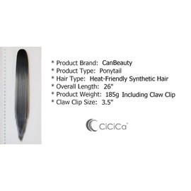 Synthetic Ponytail Extensions, 26 Inches Long Ponytails , Grey Ponytail with Black Roots, Claw Clip Ponytail, Drawstring Ponytail, Straight Ponytails, Premium Synthetic Heat Resistant Hair Extensions Ponytail for Women.