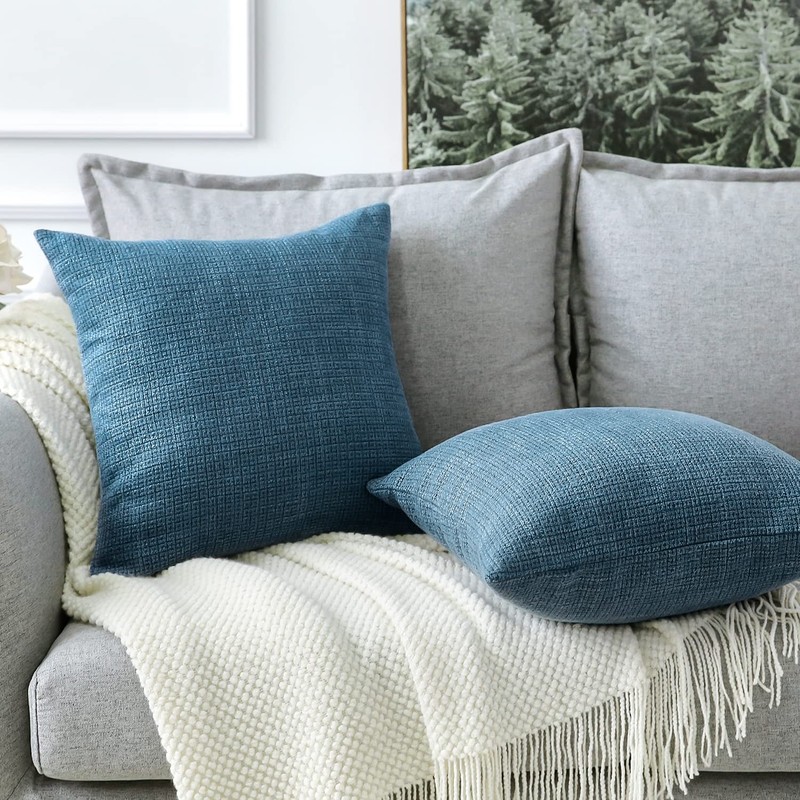 Artscope Cushion Covers Set of 2 Linen Decorative Square Pillowcases