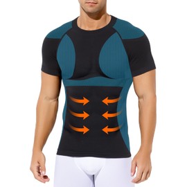 Casey Kevin Men's Compression Shirt, Slim, Functional Shirt, Quick-Drying Compression Shirt, Men's Shaper for a Flatter Stomach, A1 black, XL