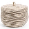 TOPBATHY Round Basket with Lid Decorative Basket Organising Basket Cotton