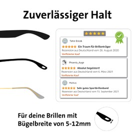 STANDWERK® Basic Glasses Strap with Reliable Hold – Sports Glasses Strap Adjustable in Size – Sports Band Glasses Waterproof – Glasses Strap Men – Glasses Strap Women, black