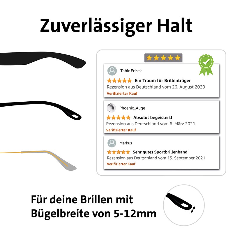 STANDWERK® Basic Glasses Strap with Reliable Hold – Sports Glasses