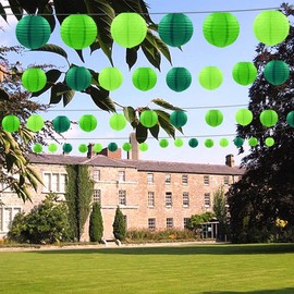 CC wonderland zone Pack of 12 Green Paper Lanterns, Round Paper Lanterns for Lampshade Decoration, Wedding Decorations, Birthday Party, Garden Party Decoration